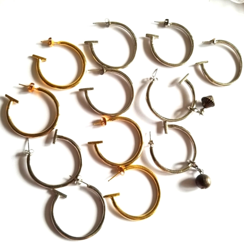 Lot of earrings charm holder six pairs gold tone and silver tone